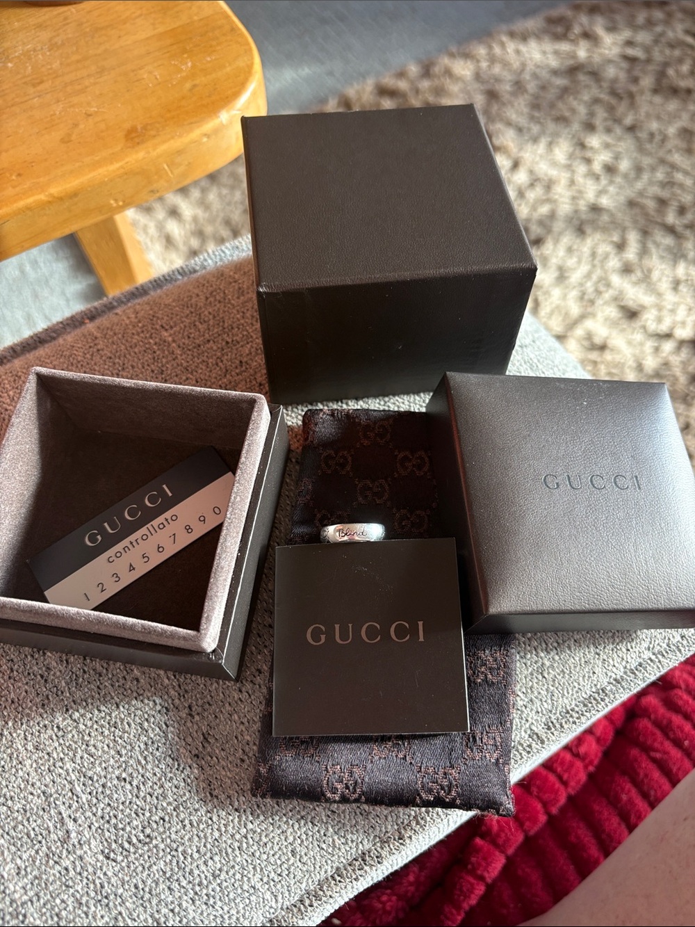 Gucci Blind For Love Branded Ring Full Inclusion Size 5.5